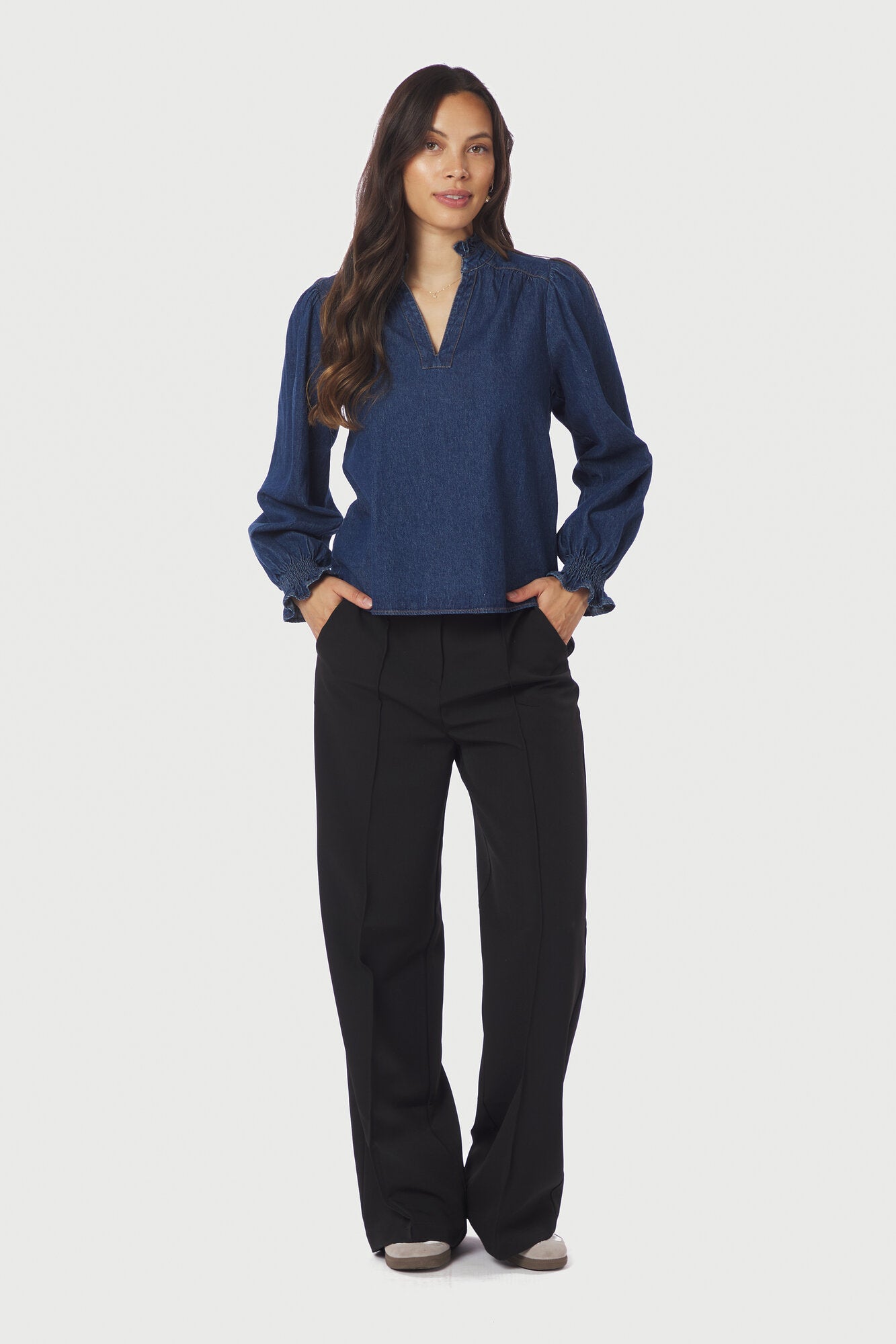 Emmeline denimbluse - mørkeblå